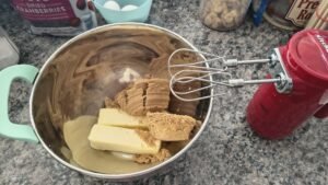 butter and sugar in mixing bowl