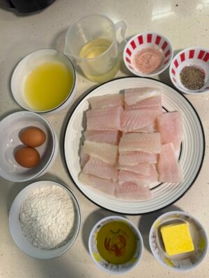 portioned ingredients for chicken or fish francaise